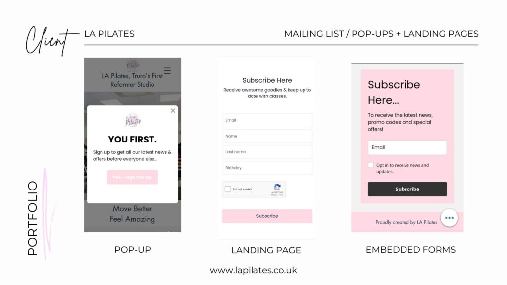Pop Up & Landing Page Design Examples