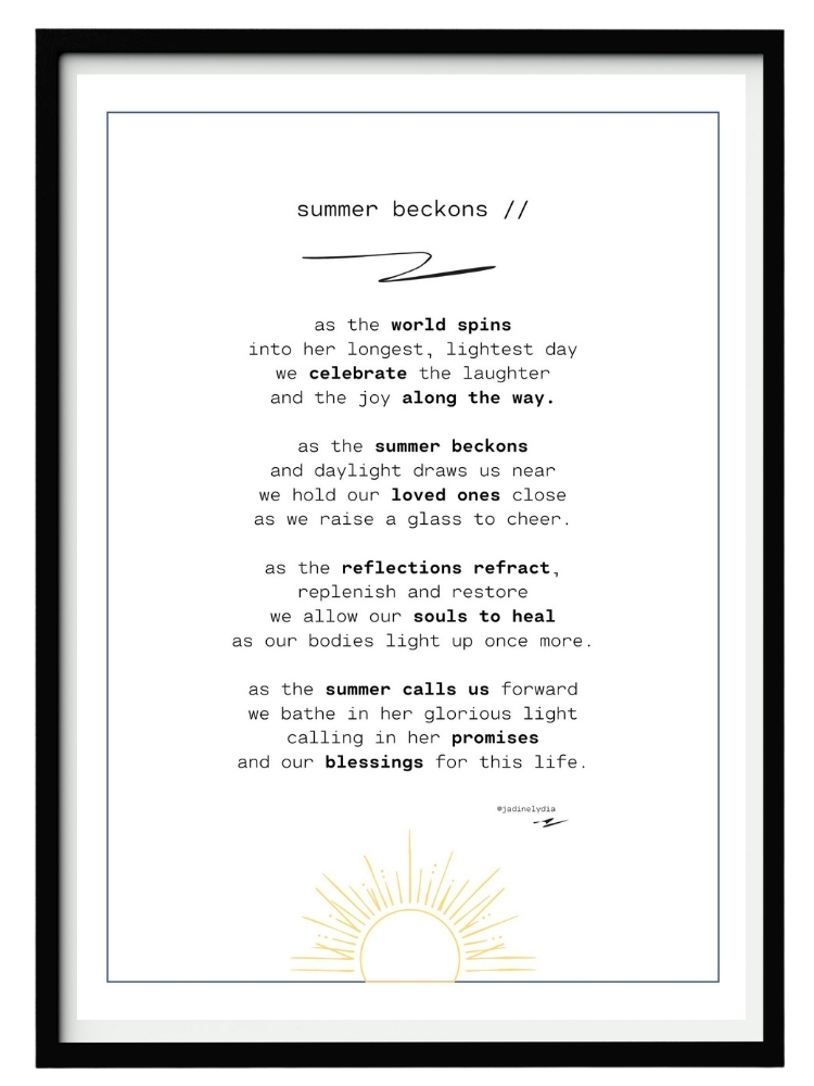 Summer Beckons [A4 Printable Poem]